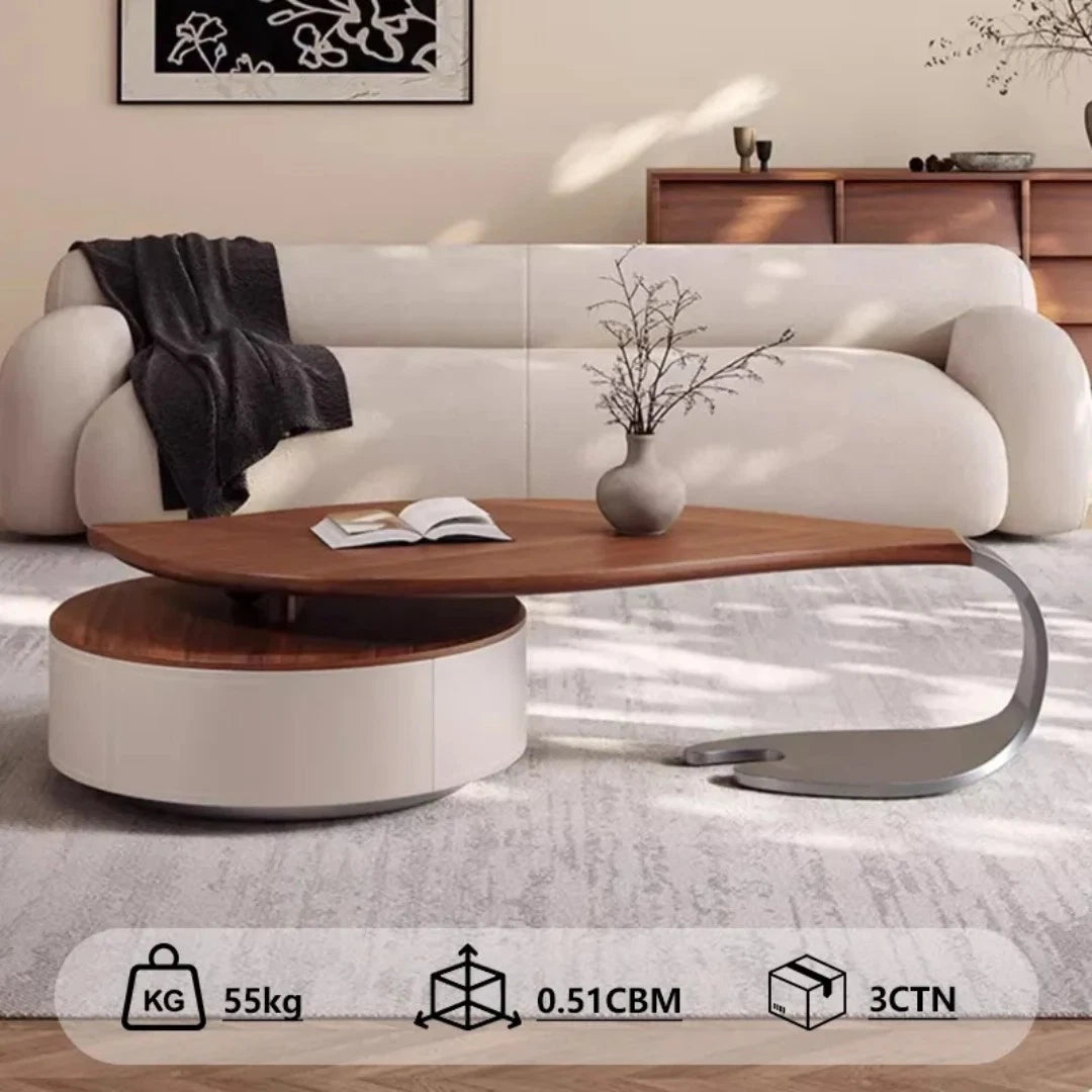 Designer Original Modern Leaf Shape Walnut Coffee Table Luxury Centre Table