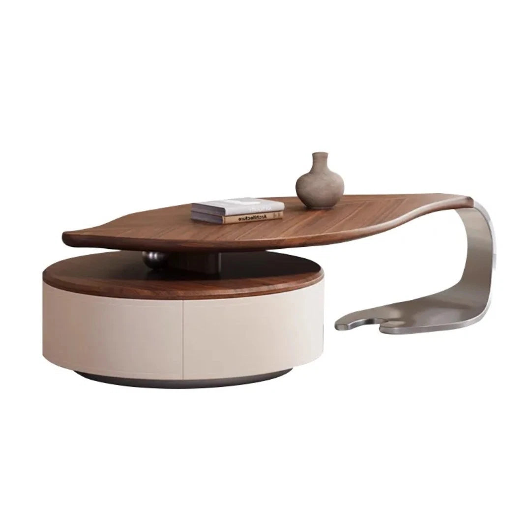 Designer Original Modern Leaf Shape Walnut Coffee Table Luxury Centre Table