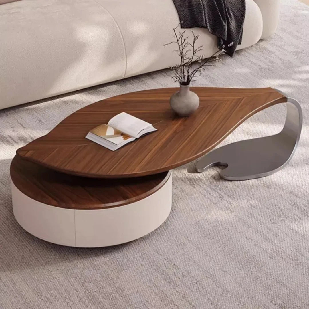Designer Original Modern Leaf Shape Walnut Coffee Table Luxury Centre Table