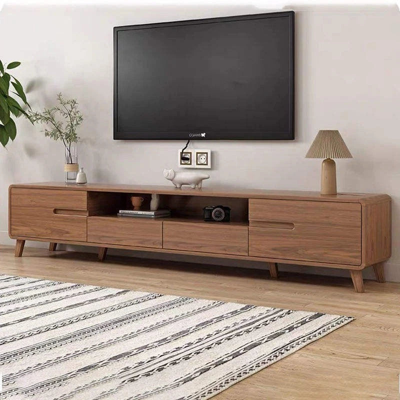 Simple Nordic Style Engineered Wood Living Room TV Cabinet w 2 Drawers & 2 Door & Coffee Table