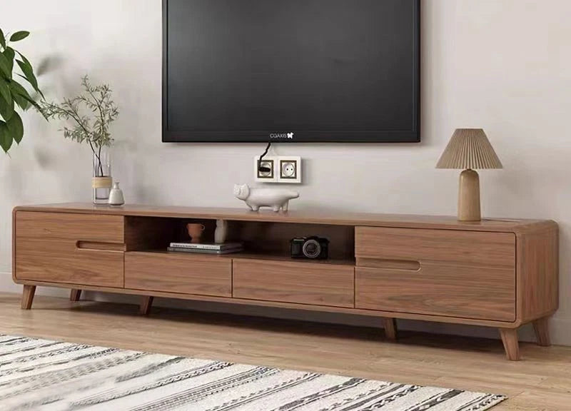 Simple Nordic Style Engineered Wood Living Room TV Cabinet w 2 Drawers & 2 Door & Coffee Table