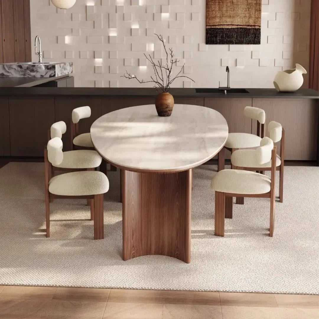 Cream Wind Tunnel Stone Slab Table 180cm Ancient Style Solid Wood Living Room