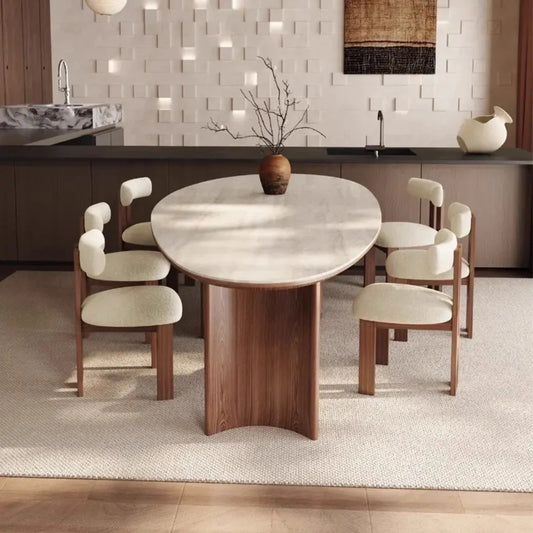 Cream Wind Tunnel Stone Slab Table 180cm Ancient Style Solid Wood Living Room